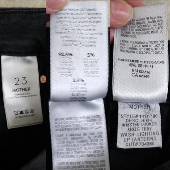 MOTHER Size 23 High Waisted Looker Ankle Fray Jeans Lighting Up Lanterns Black - Picture 11 of 11